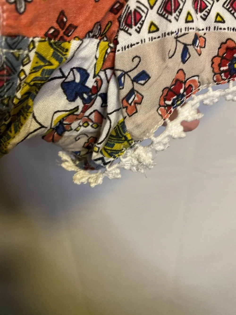 Primark Patchwork Floral High Waist Shorts - Red, Blue, Cream - Picture 4 of 6